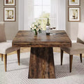 Lantine 31.5-Inch Square Dining Table for 4, Small Kitchen Table with Sturdy Pedestal Base for Dining Room, Living Room, Kitchen, Vintage Brown