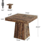 Lantine 31.5-Inch Square Dining Table for 4, Small Kitchen Table with Sturdy Pedestal Base for Dining Room, Living Room, Kitchen, Vintage Brown