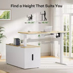 55 X 24 In Electric Height Adjustable Stand up Desk, L-Shaped Executive Standing Desk with File Cabinet, Home Office Modern Computer Desk