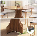 47 in Farmhouse Round Dining Table for 4-6 People, Wooden Circle Kitchen Table, Rustic Circular Breakfast Nook Furniture for Apartment or Dining Room