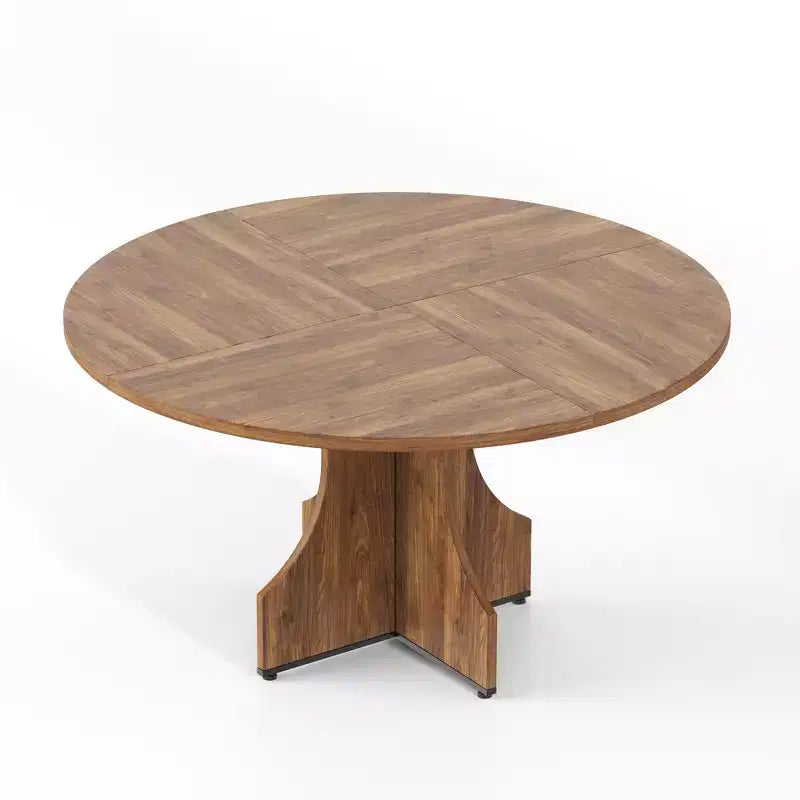 47 in Farmhouse Round Dining Table for 4-6 People, Wooden Circle Kitchen Table, Rustic Circular Breakfast Nook Furniture for Apartment or Dining Room