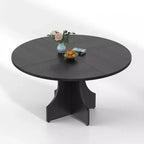 47 in Farmhouse Round Dining Table for 4-6 People, Wooden Circle Kitchen Table, Rustic Circular Breakfast Nook Furniture for Apartment or Dining Room