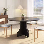 47 in Farmhouse Round Dining Table for 4-6 People, Wooden Circle Kitchen Table, Rustic Circular Breakfast Nook Furniture for Apartment or Dining Room