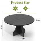 47 in Farmhouse Round Dining Table for 4-6 People, Wooden Circle Kitchen Table, Rustic Circular Breakfast Nook Furniture for Apartment or Dining Room