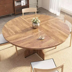 47 in Farmhouse Round Dining Table for 4-6 People, Wooden Circle Kitchen Table, Rustic Circular Breakfast Nook Furniture for Apartment or Dining Room
