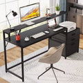 Lantine 63 Inch Industrial Computer Desk: Ergonomic Office Workstation with File Drawer, Monitor Stand, and Printer Space for Home Office.