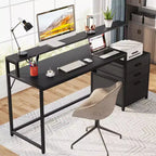 Lantine 63 Inch Industrial Computer Desk: Ergonomic Office Workstation with File Drawer, Monitor Stand, and Printer Space for Home Office.