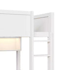 Full XL over Full XL Bunk Bed with 2 Drawers, Wood Full XL Bunk Bedframe with Storage Cabinets and LED for Bedroom