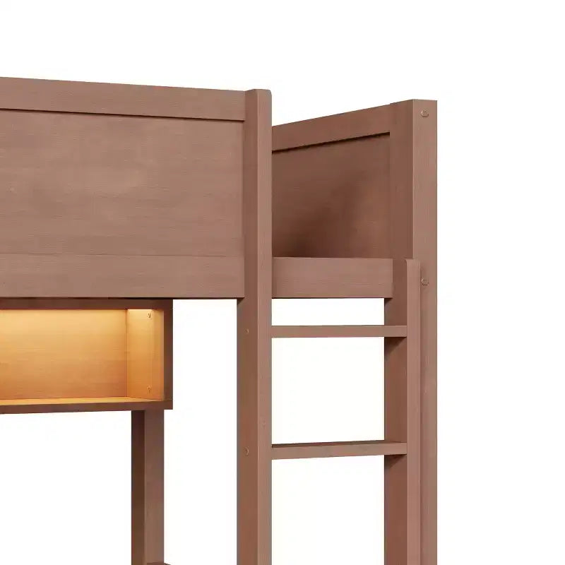 Full XL over Full XL Bunk Bed with 2 Drawers, Wood Full XL Bunk Bedframe with Storage Cabinets and LED for Bedroom