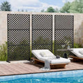MAYEERTY Laurence Diamond Black Galvanized Steel Room Divider, 72x35x16, 3-Piece Double-Sided Decorative Screen