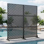 MAYEERTY Paravent décoratif double face en acier galvanisé noir Laurence Diamond, 72x35x16, 3 pièces