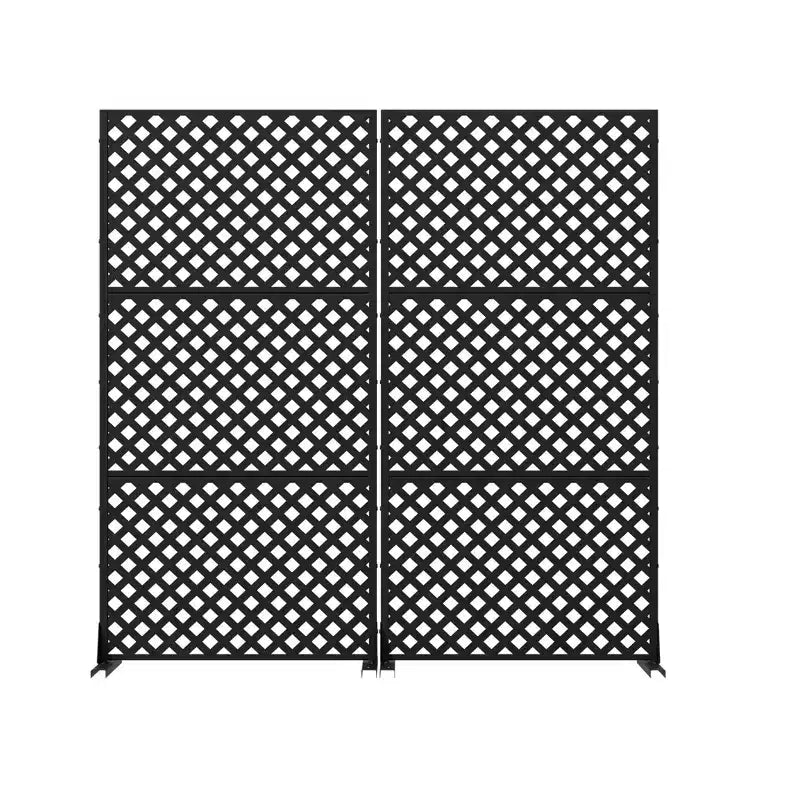 MAYEERTY Paravent décoratif double face en acier galvanisé noir Laurence Diamond, 72x35x16, 3 pièces