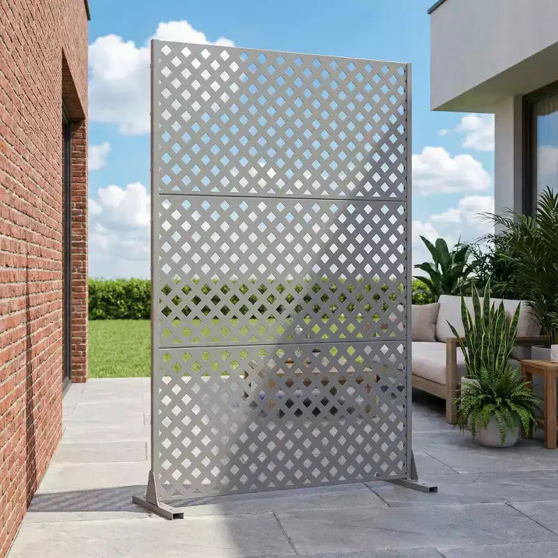 MAYEERTY Laurence, paravent en acier galvanisé gris diamant, 72x47x16, robuste, en 3 parties