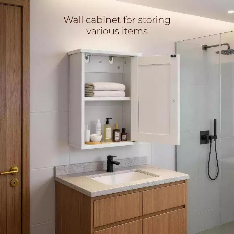White Bathroom Wall Cabinet 1 Door 1 Shelf
