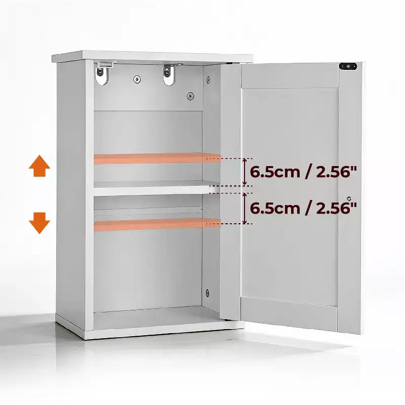 White Bathroom Wall Cabinet 1 Door 1 Shelf