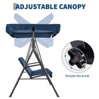 Fauteuil-balançoire de jardin avec auvent réglable, cadre en acier durable, pour jardin, arrière-cour, bord de piscine