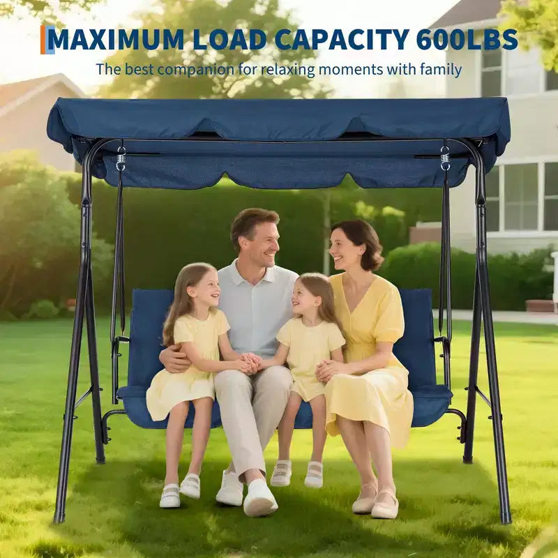 Fauteuil-balançoire de jardin avec auvent réglable, cadre en acier durable, pour jardin, arrière-cour, bord de piscine