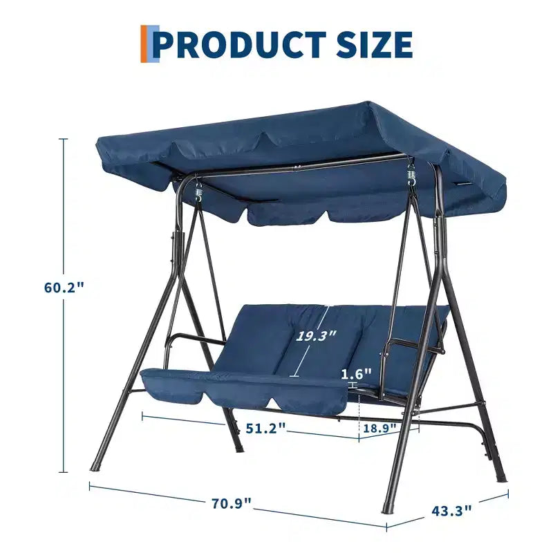 Fauteuil-balançoire de jardin avec auvent réglable, cadre en acier durable, pour jardin, arrière-cour, bord de piscine