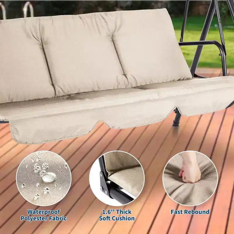 Fauteuil-balançoire de jardin avec auvent réglable, cadre en acier durable, pour jardin, arrière-cour, bord de piscine