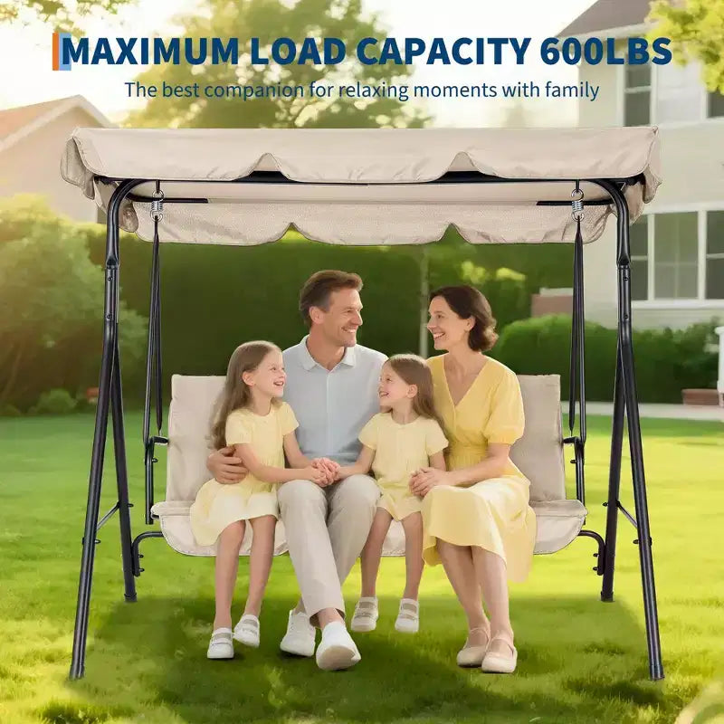Fauteuil-balançoire de jardin avec auvent réglable, cadre en acier durable, pour jardin, arrière-cour, bord de piscine