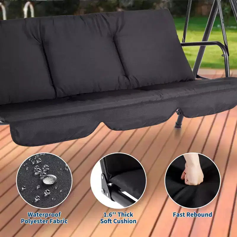 Fauteuil-balançoire de jardin avec auvent réglable, cadre en acier durable, pour jardin, arrière-cour, bord de piscine