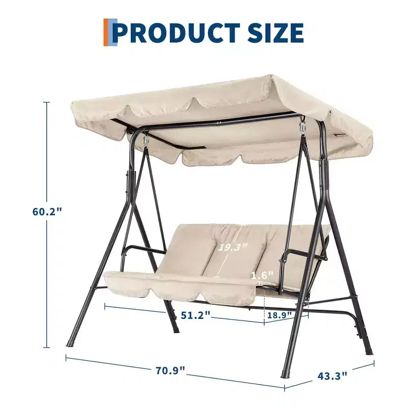 Fauteuil-balançoire de jardin avec auvent réglable, cadre en acier durable, pour jardin, arrière-cour, bord de piscine