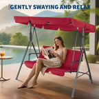 Fauteuil-balançoire de jardin avec auvent réglable, cadre en acier durable, pour jardin, arrière-cour, bord de piscine
