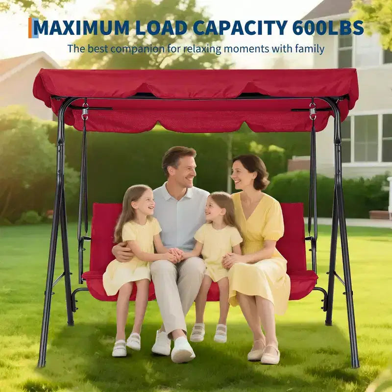 Fauteuil-balançoire de jardin avec auvent réglable, cadre en acier durable, pour jardin, arrière-cour, bord de piscine