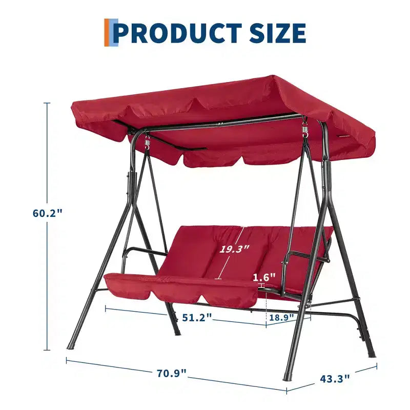 Fauteuil-balançoire de jardin avec auvent réglable, cadre en acier durable, pour jardin, arrière-cour, bord de piscine