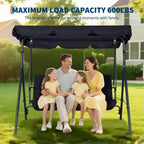 Fauteuil-balançoire de jardin avec auvent réglable, cadre en acier durable, pour jardin, arrière-cour, bord de piscine