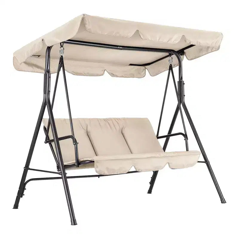 Fauteuil-balançoire de jardin avec auvent réglable, cadre en acier durable, pour jardin, arrière-cour, bord de piscine