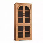 Meuble de rangement haut de 70 po - avec 4 portes en verre arqué et des étagères réglables, pour cuisine, salle à manger, salon, salle de bain
