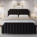 KING Upholstered Platform Bed Frame  KING Size, Wooden Slats Support, No Box Spring Needed  Headboard & Footboard, Black