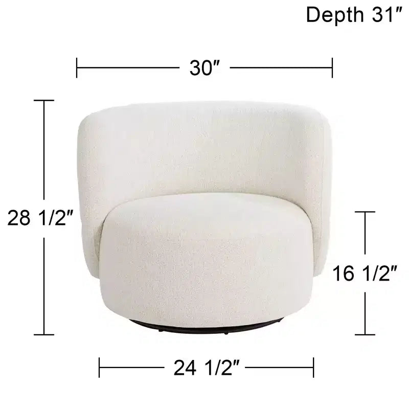 Studio 55D Fontana 36 Wide Off-White Nubby Fabric Occasional Swivel Chair