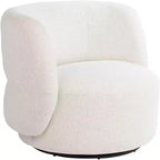 Studio 55D Fontana 36 Wide Off-White Nubby Fabric Occasional Swivel Chair