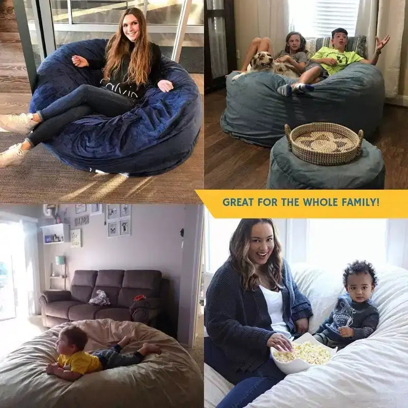 Ultimate Sack 6 ft Bean Bag Chair, Oversized Indoor Comfy Lounger, Cloud Fur