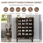 Shoe Cabinet, Shoe Storage Cabinet  6-Tier Large Organizer with Doors & Hooks, 2-Pack Brown Entryway Storage for Hallway, Living Room