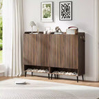 Shoe Cabinet, Shoe Storage Cabinet  6-Tier Large Organizer with Doors & Hooks, 2-Pack Brown Entryway Storage for Hallway, Living Room