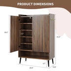 Shoe Cabinet, Shoe Storage Cabinet  6-Tier Large Organizer with Doors & Hooks, 2-Pack Brown Entryway Storage for Hallway, Living Room