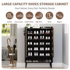 Shoe Cabinet, Shoe Storage Cabinet  6-Tier Large Organizer with Doors & Hooks, 2-Pack Brown Entryway Storage for Hallway, Living Room