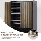 Shoe Cabinet, Shoe Storage Cabinet  6-Tier Large Organizer with Doors & Hooks, 2-Pack Brown Entryway Storage for Hallway, Living Room