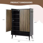 Shoe Cabinet, Shoe Storage Cabinet  6-Tier Large Organizer with Doors & Hooks, 2-Pack Brown Entryway Storage for Hallway, Living Room