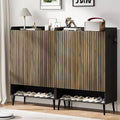 Shoe Cabinet, Shoe Storage Cabinet  6-Tier Large Organizer with Doors & Hooks, 2-Pack Brown Entryway Storage for Hallway, Living Room
