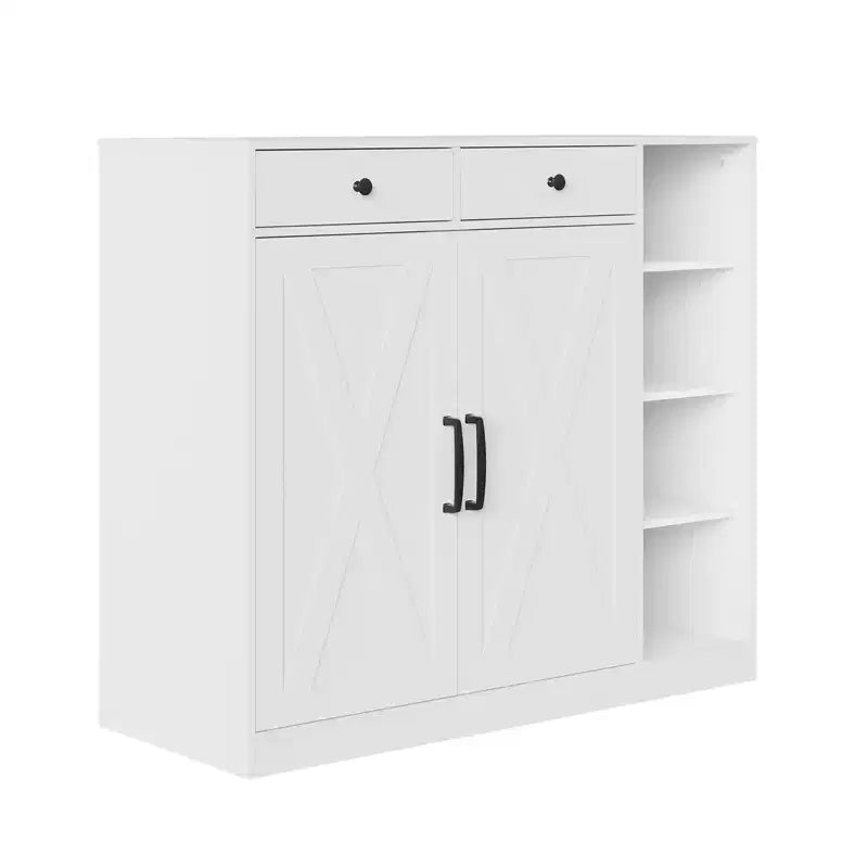 Meuble de rangement pour chaussures au design moderne et rustique - 6 étagères réglables, 2 tiroirs, meuble d'entrée autoportant