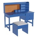 Kids Desk and Chair Set, Wooden Study Table with Adjustable Tilt Desktop, Drawers