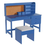 Kids Desk and Chair Set, Wooden Study Table with Adjustable Tilt Desktop, Drawers