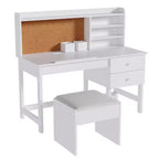 Kids Desk and Chair Set, Wooden Study Table with Adjustable Tilt Desktop, Drawers