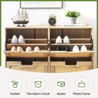 Meuble à chaussures Acekool avec deux tiroirs, organiseur à tiroirs basculants, étagère à chaussures étroite peu encombrante pour entrée ou chambre à coucher