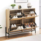 Meuble à chaussures Acekool avec deux tiroirs, organiseur à tiroirs basculants, étagère à chaussures étroite peu encombrante pour entrée ou chambre à coucher