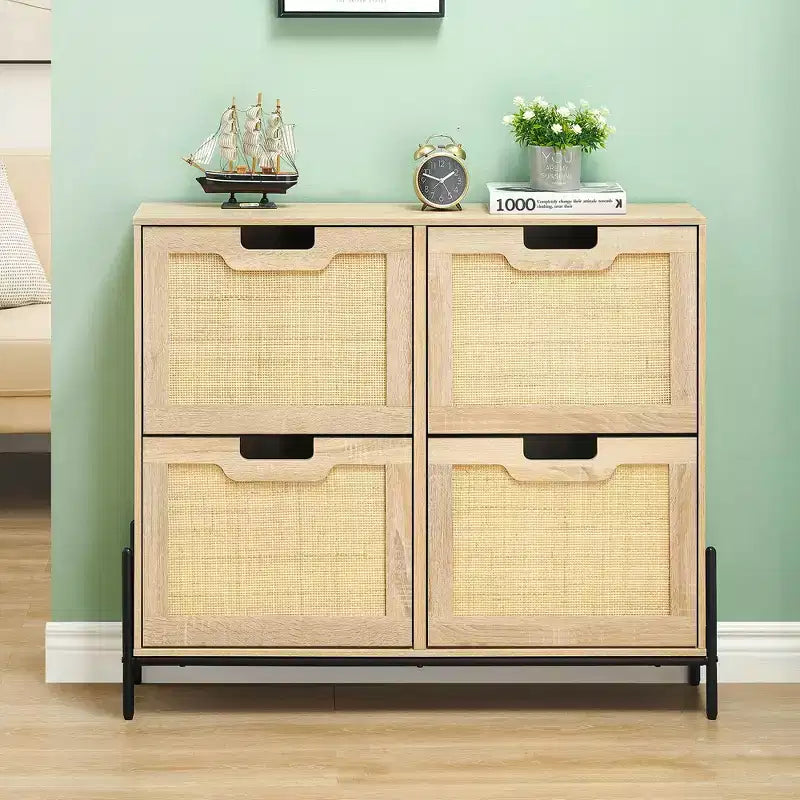 Meuble à chaussures Acekool avec deux tiroirs, organiseur à tiroirs basculants, étagère à chaussures étroite peu encombrante pour entrée ou chambre à coucher